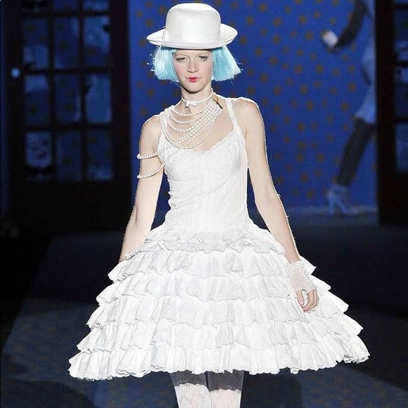 Vintage Betsey Johnson Runway Tiered Eyelet Cotton Lace Dress - Picture 1 of 17